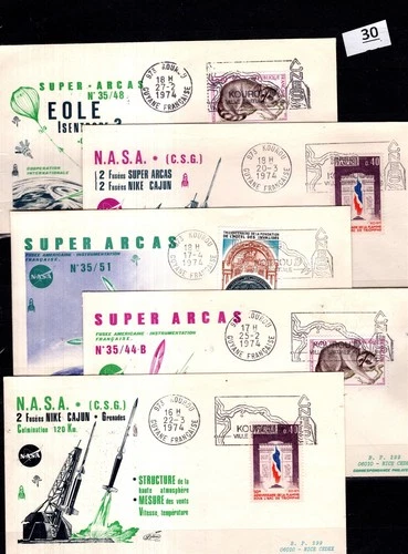 RC FRANCE 1974 - 5 FDC- ANIMALS - SPACE