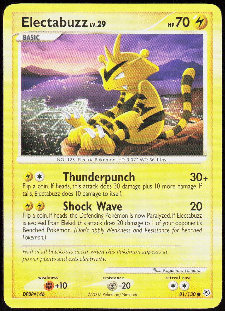 Electabuzz 81/130 Common Diamond & Pearl Pokemon Lightly Played