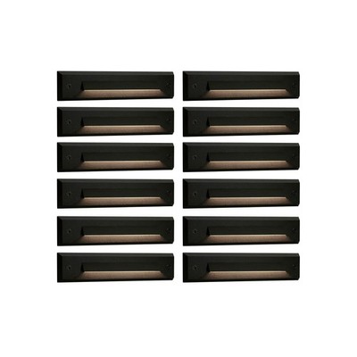 12 Pack Low Voltage 9-15V AC/DC LED Linear Step Lights, 2W Landscape Cutoff S...
