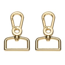 2Pcs 1 Inch Snap Hooks Swivel Lobster Claw Clasps with D Ring Gold