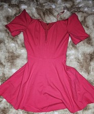 GUESS Red Off Shoulder Fit Flare Dress Size 6 Back Zip Party