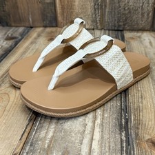 FLOJOS NANCY WOMENS SANDALS SIZE 6 IVORY METALLIC TAN CASUAL SUMMER FLIP FLOPS