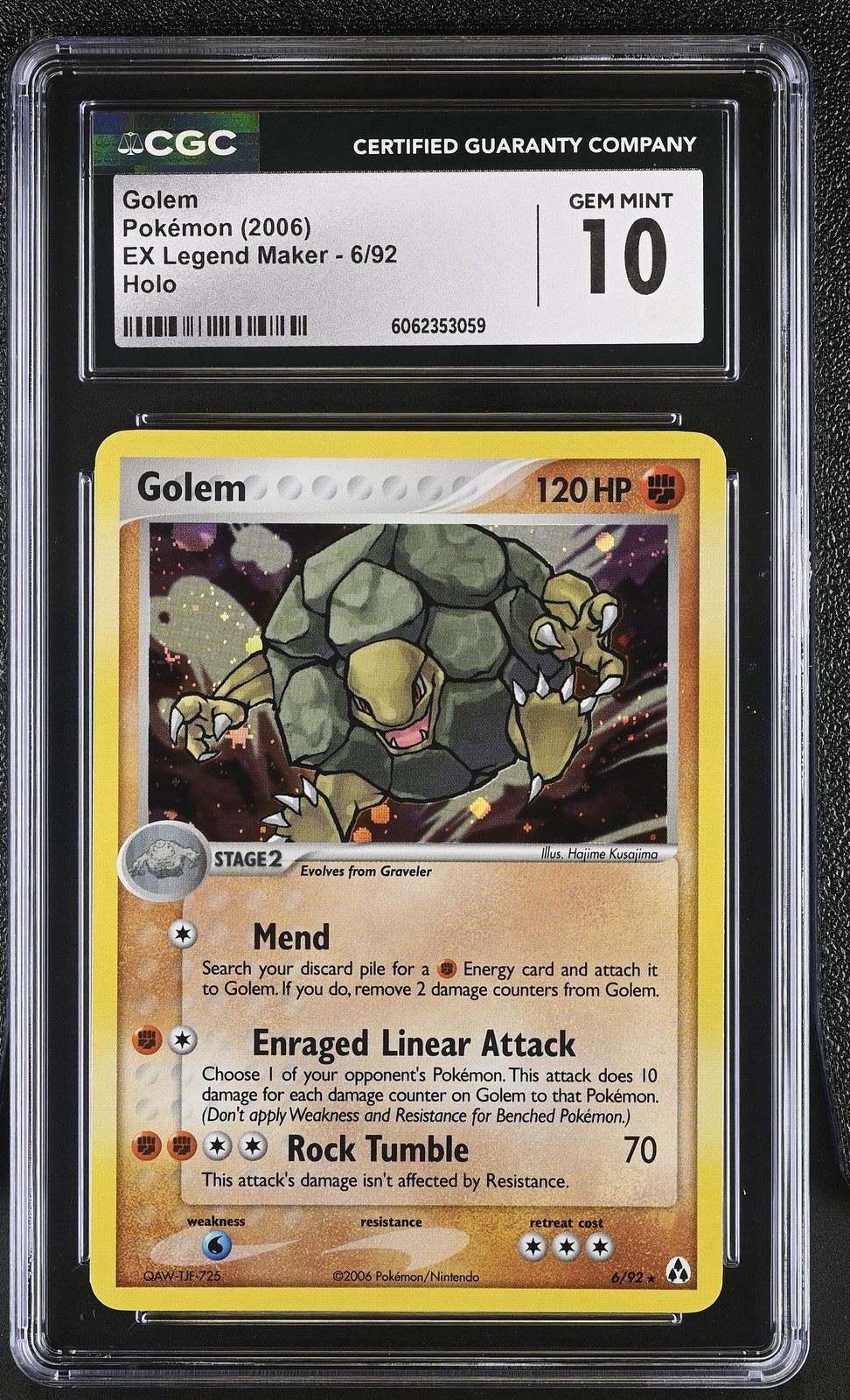 CGC 10 GEM MINT Golem 2006 EX Legend Maker 6/92 Holo Pokemon Card