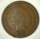 1870 Indian Head Bronze Penny Genuine One Cent Circulated Good Condition 1c Coin