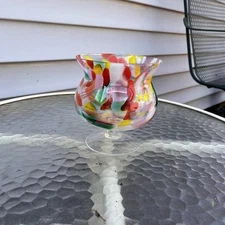 Zorza Handmade Multi Colored Decorative Glass Bowl Poland.
