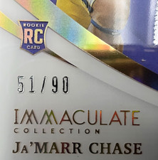 🔥Ja’Marr Chase 2021 Immaculate Rookie GLOVE RELIC /90 LSU Bengals RC #51/90 💎