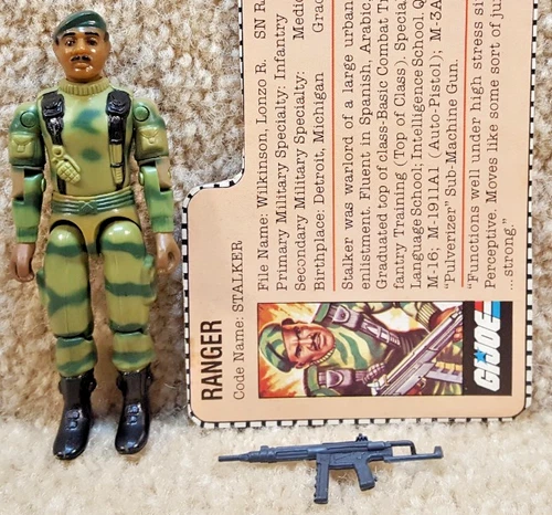 Complete Really Nice Vintage 1983 GI Joe Stalker v1.5 Swivel Arm Filecard