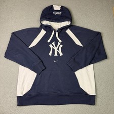 Nike New York Yankees Hoodie Mens XL Blue Center Swoosh Logo Y2K Vtg Essential