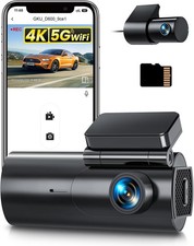 GKU Dash Cam Auto 4K+1080P, 5GHz WiFi Telecamera per Auto con Scheda SD 64G