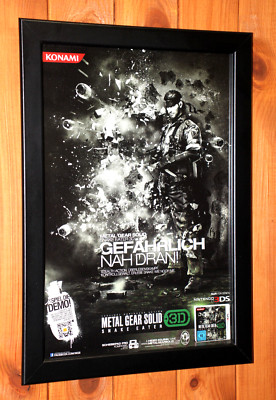 Metal Gear Solid 3 Snake Eater Konami N3DS Promo Small Poster / Ad Page Framed