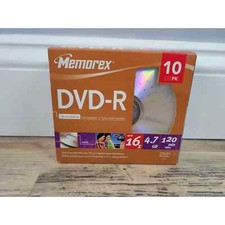MEMOREX DVD R RECORDABLE 10 PACK UP TO 16X 4.7GB 120 MIN VIDEO