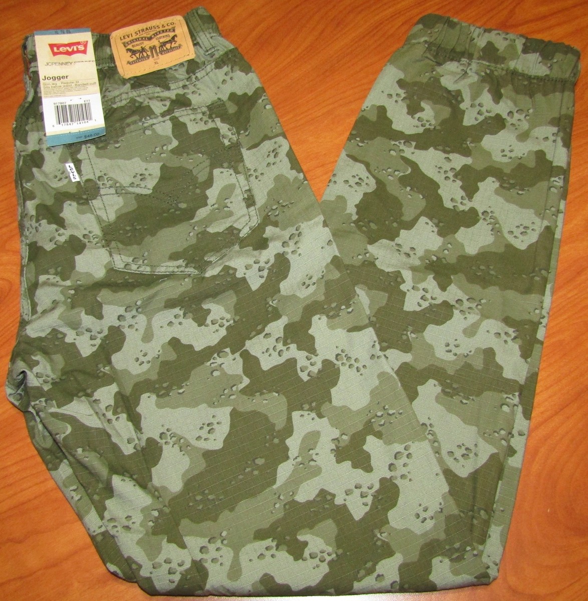 hlck  NEW LEVIS BOYS SLIM LEG REGULAR FIT CAMO CAMOUFLAGE ELASTIC WAIST