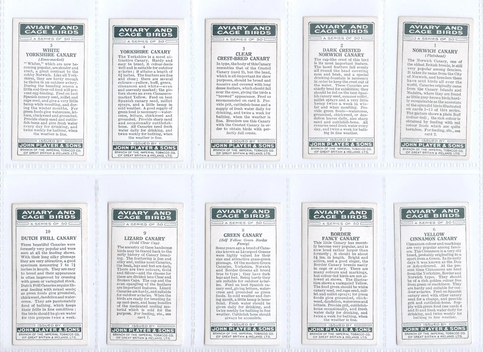 Aviary and Cage Birds Cigarette Cards Full Set of 50 issued by Players in 1933 - Image 2 of 4