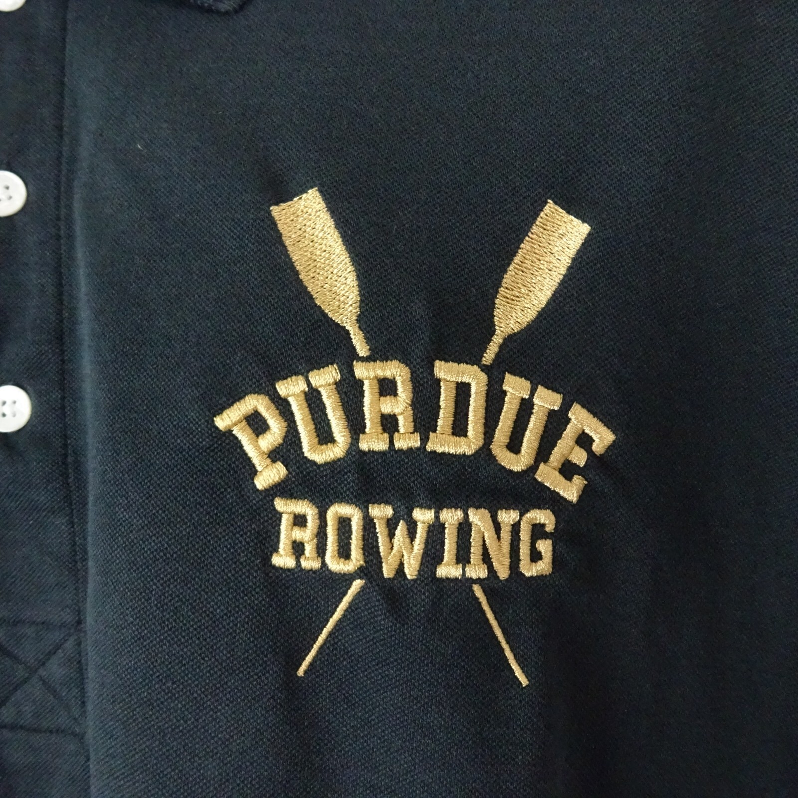 FILA Polo vintage Purdue Rowing nera manica corta stile ~ taglia 3XL alta ~