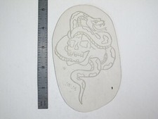 vtg 1960s 1970s Tattoo Flash acetate stencil Snake Coming Out Skull signed SN4