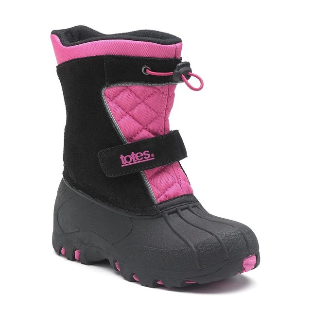 Totes Kids "Jillian" Snow Boot shoes Size 4 Color Black/Pink 64