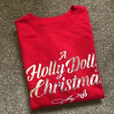 Official Dolly Parton A Holly Dolly Christmas Jumper Red Festive