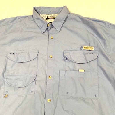 Chemise de pêche homme Columbia PFG taille XXL bleu SS bouton ventilé