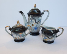 Vintage Dragon Ware Tea Set Teapot/Sugar/Creamer Gold Trim Hand Painted Japan 