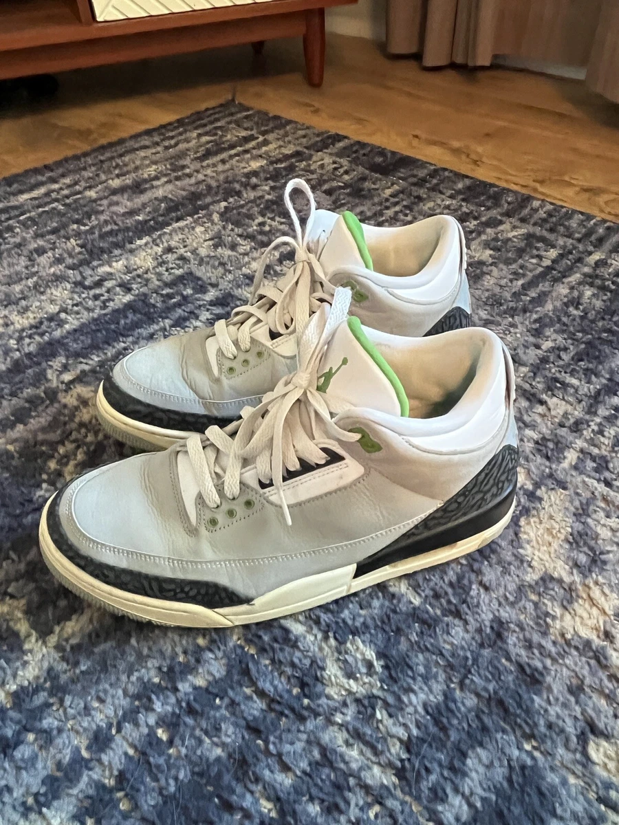 Jordan 3 chlorophyll shop on feet