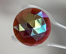 Round Faceted Jewels- German Made- Trans Dark Red Iridescent