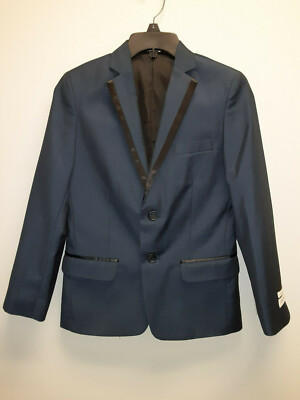 Calvin Klein Boy's Modern Fit Blazer With Silk Contrast Trim, Dk. Blue, Size 8