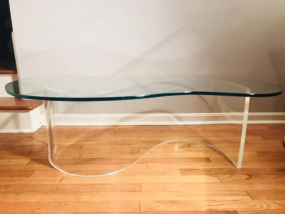¿Charles Hollis vintage? Mesa de Centro Lucite S Diseño Onda Serpiente MCM Foto 4 de 4