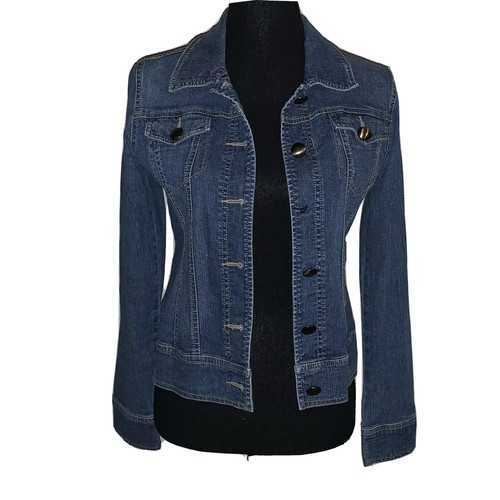 Tulle Denim Jacket Blue Gold Buttons 
