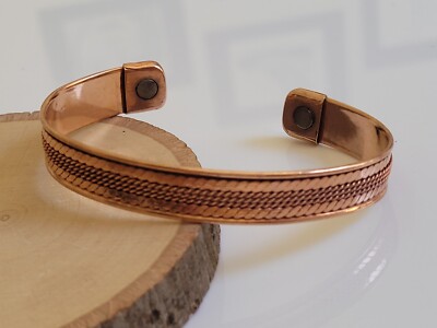 2 Pack Pure Copper Magnetic Bracelet Arthritis Pain Therapy Energy Cuff Bangle