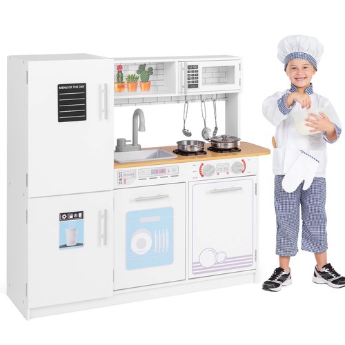 Kids Kitchen Play Set w/ Stove Removable Sink Oven Microwave Dish