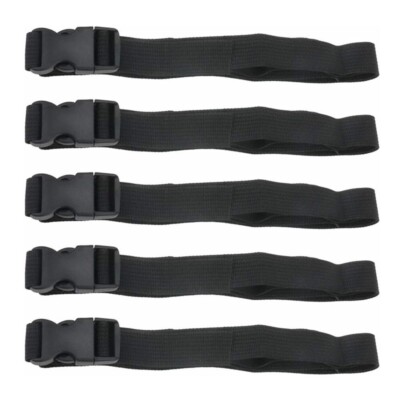 5Pcs Black Nylon Utility Strap 1'' x 47'' Quick-Release Adjustable Buckle C222