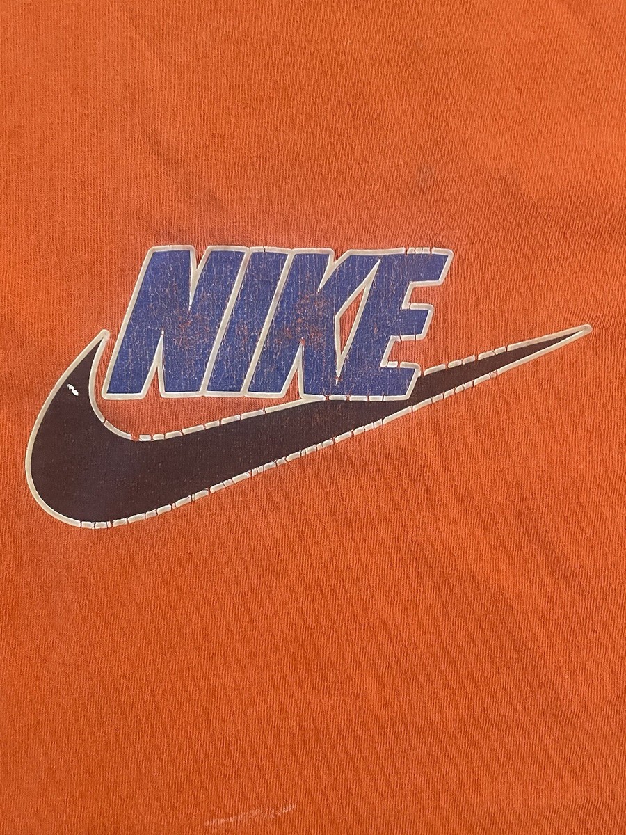 Vintage Nike T-Shirt Orange Silver Tag Medium 19x25.5 | eBay