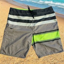 O'Neill Multi-Color Men's Black Green Surf Beach Board Shorts 11" Inseam Size 40