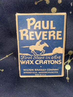 50's Paul Revere First Steps in Art Wax Crayons Milton Bradley Co. Vintage