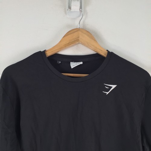 Gymshark mens t shirt size S black long sleeve crew neck cotton 110006 - Picture 2 of 8