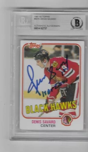 DENIS SAVARD SIGNED 1981-82 O-PEE-CHEE ROOKIE CARD RC PSA/DNA SLABBED 