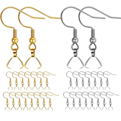 50pcs Stainless Steel Fish Hook Earring Findings - Silver Ear Wires For DIY Jewelry Making, 17mm