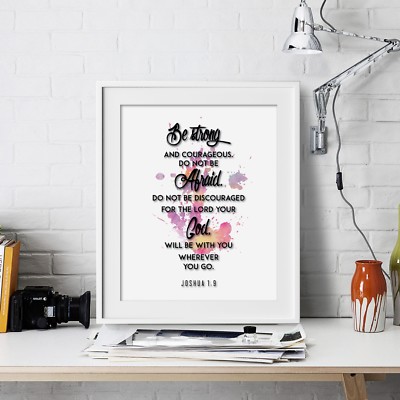 Joshua 1 9 Bible Inspirational Wall Art Print Motivational Quote Poster Decor Ebay