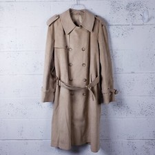 Vintage Lakeland Tan Double Breasted Ultrasuede Trench Coat Belted Size 42
