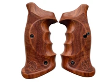 New wood Prof. Target Grip for S&W N frame Round Butt Checker & Rough Engrave