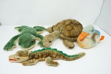 Steiff 4 Tiere im Set, Krokodil, Ente, Schildkröte, Frosch, antik, Mohair
