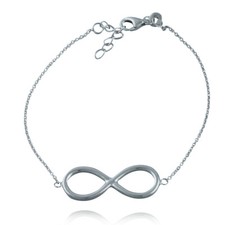 8" Infinity Sign Bracelet - 925 Sterling Silver Lobster Claw Love Gift