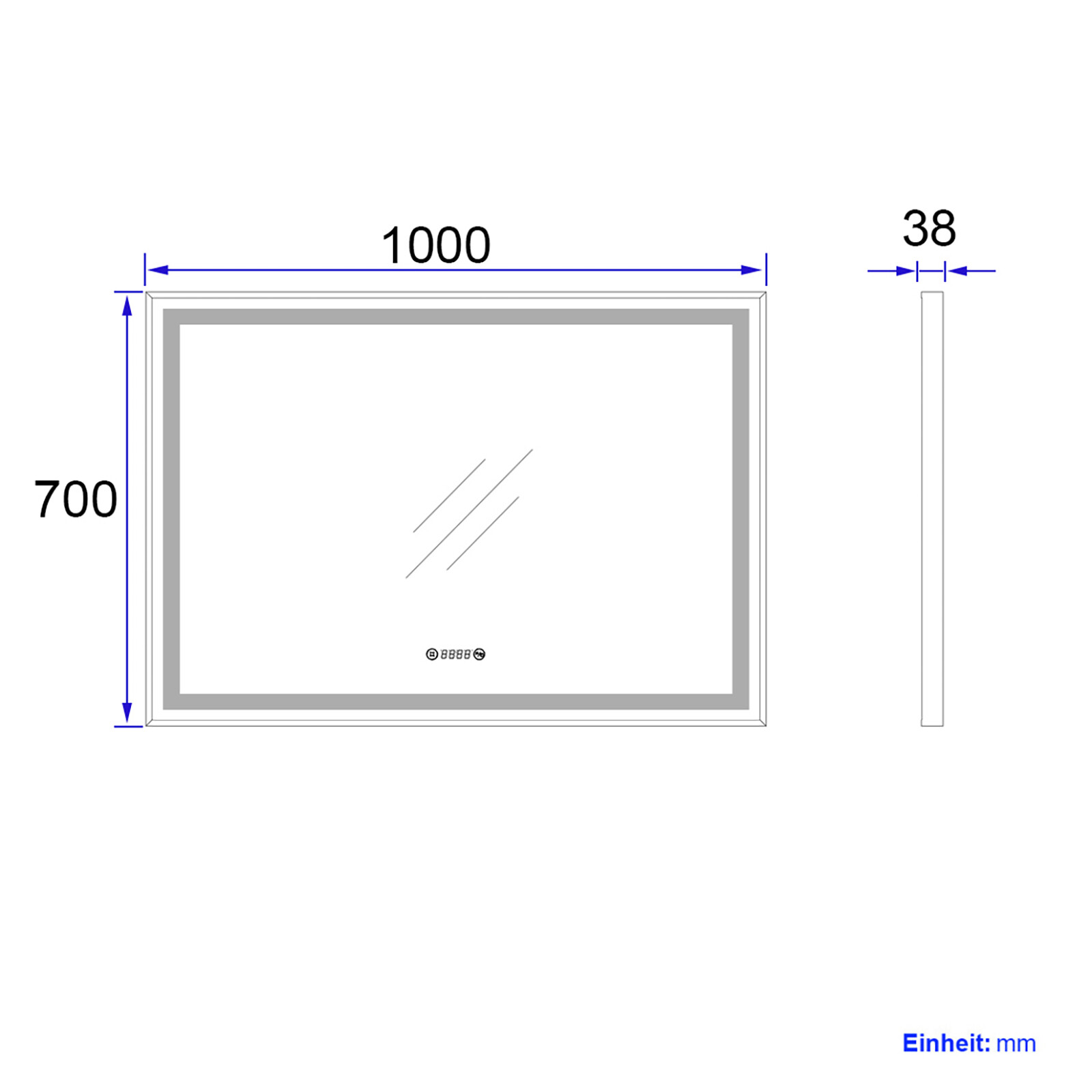 EMKE Badspiegel Mit LED Beleuchtung Touch Beschlagfrei Uhr Wandspiegel