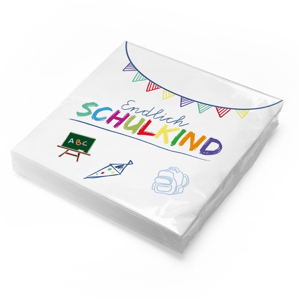 Itenga 20X Serviette Zum Schulanfang Einschulung Endlich Schulkind 30X30Cm-image
