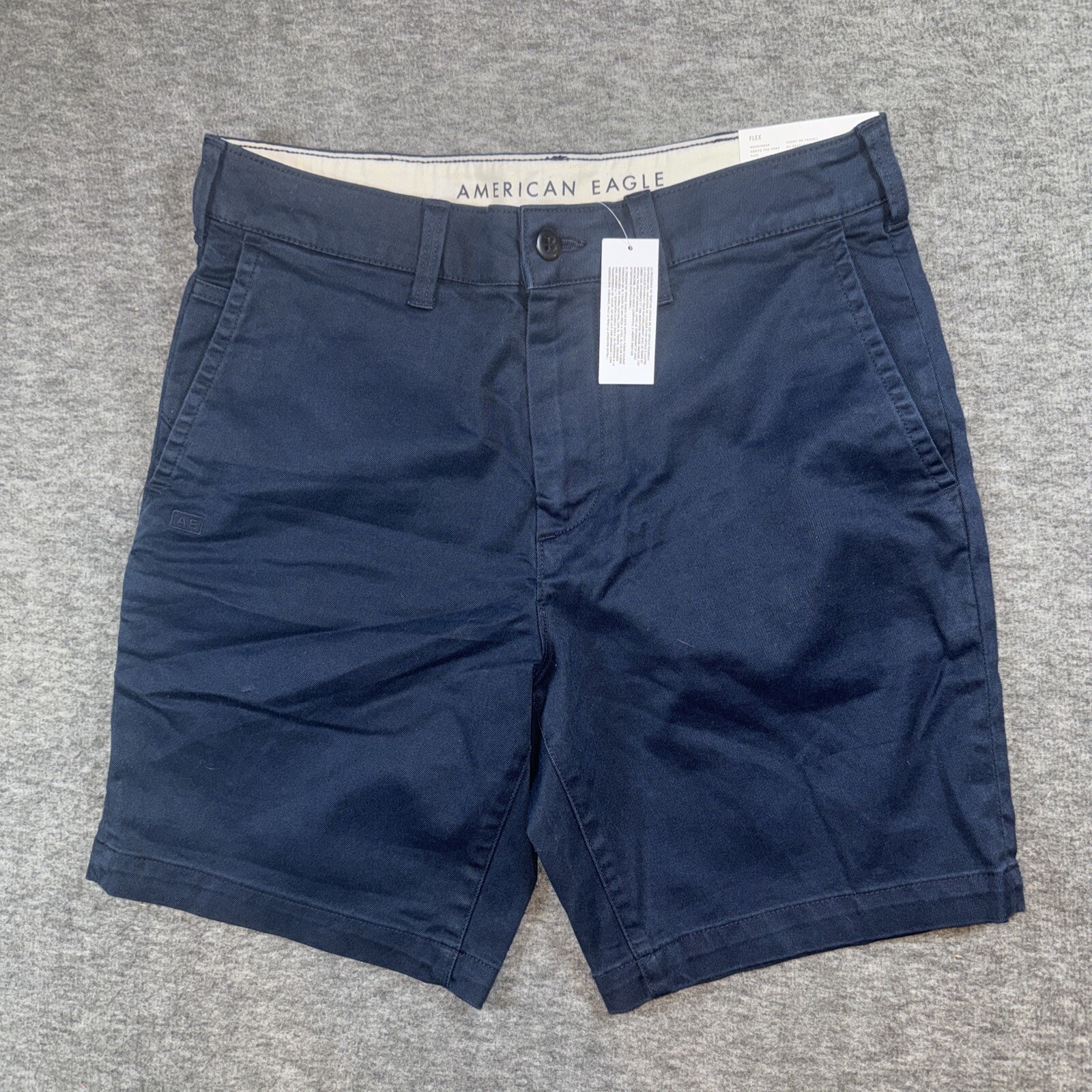 American Eagle Mens Workwear Chino Shorts Flat Front Flex NAvy Blue Sz 30 NEW