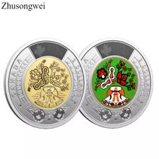 2023 CANADA NATIONAL INDIGENOUS PEOPLES (COLORED+PLAIN) 2 COINS - Free shipping