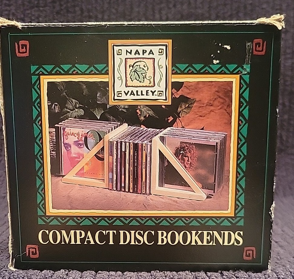 Vtg Napa Valley CD Bookends Versatile Storage Organize Décor w/ Box
