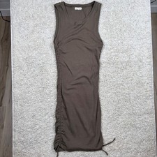 GOOD AMERICAN Ruched Side Tank Dress Olive Green Size 2