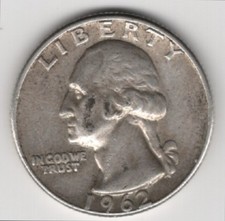 1962 D QUARTER 90% SILVER 25 CENTS DENVER MINT UNITED STATES OF AMERICA USA 25¢