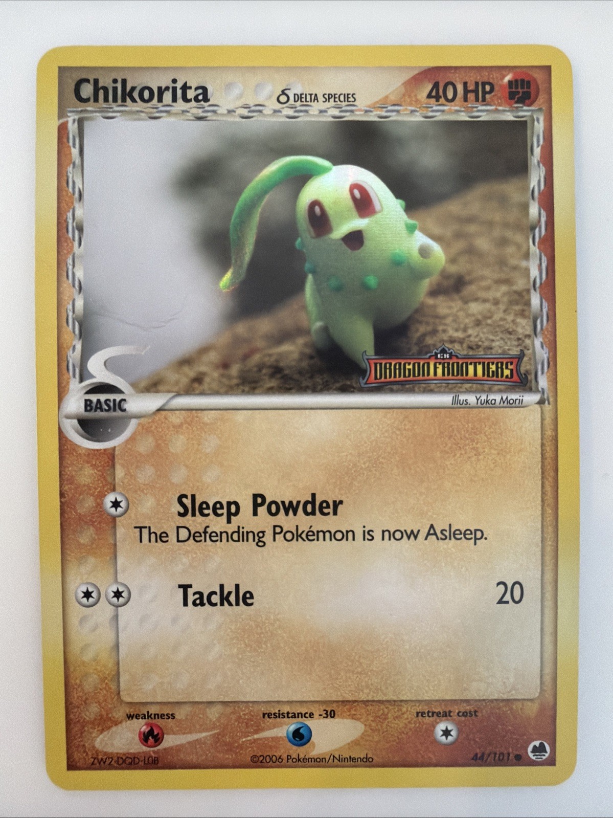 Pokémon Chikorita TCG Holo Stamped Card Delta Species 44/101 Dragon Frontiers